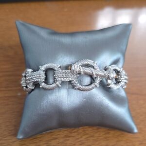 Judith Ripka Sterling Silver CZ Thailand Citirine Toggle Bracelet